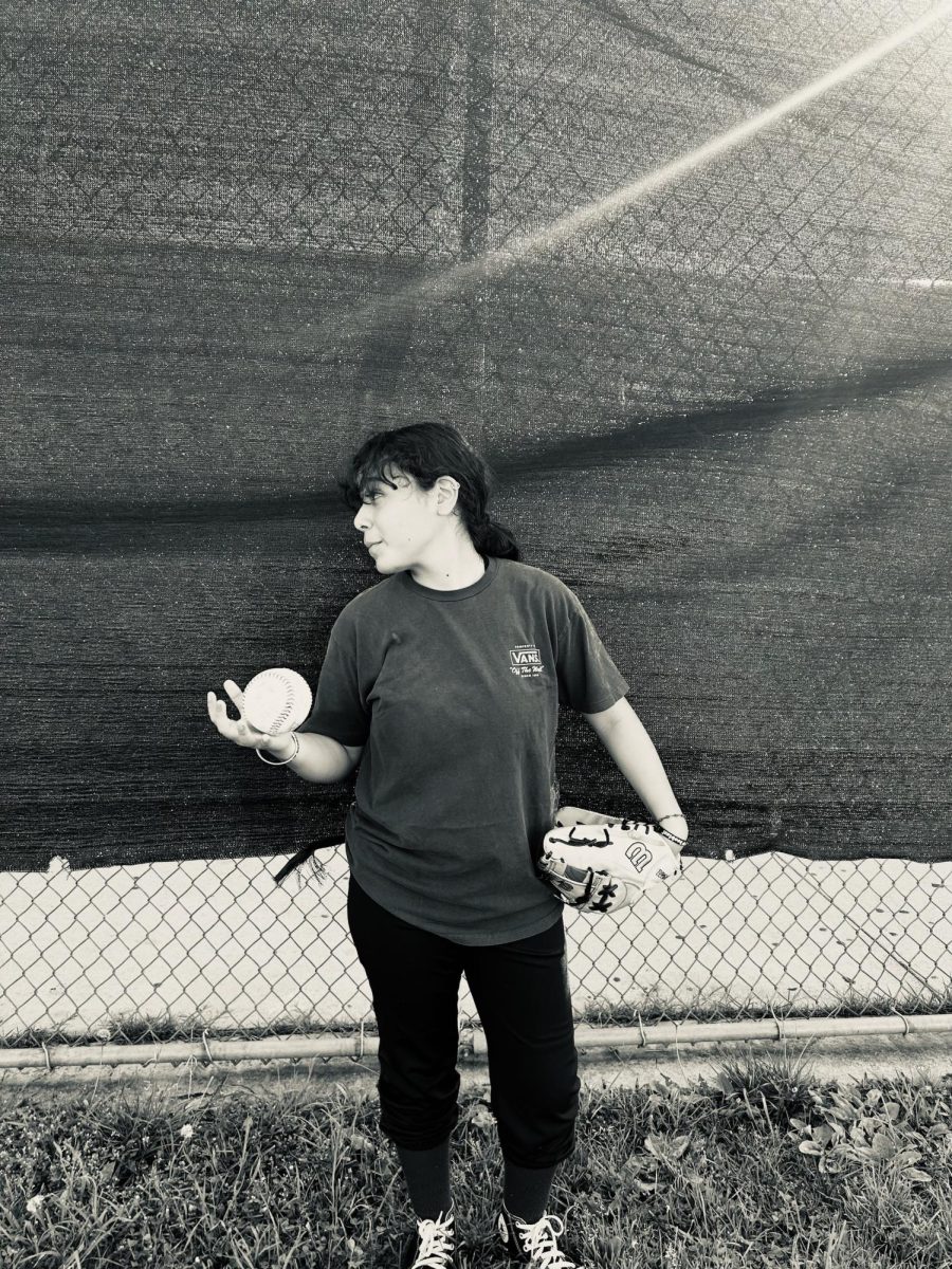 SAS sophomore Samantha Ivone Garcia enjoys the challenges that she faces when playing.  Softball is a great way to learn more things about myself and others, also giving me opportunities to challenge myself, she said.