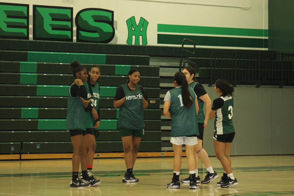 The girls prepare for their game this weekend at practice in the Hamilton gym.