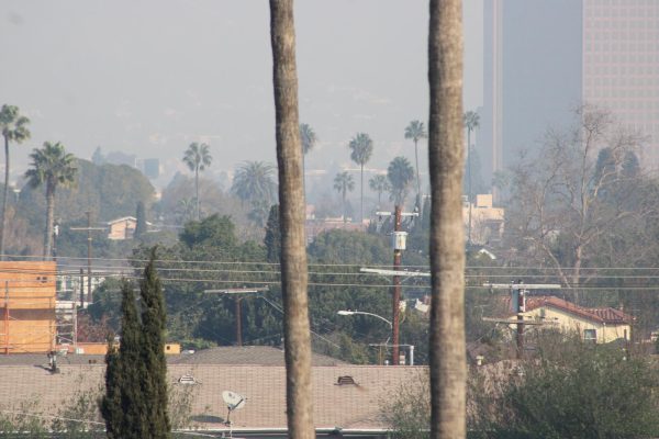 The Los Angeles sky, covered in smoke from the past fires that affected the city.