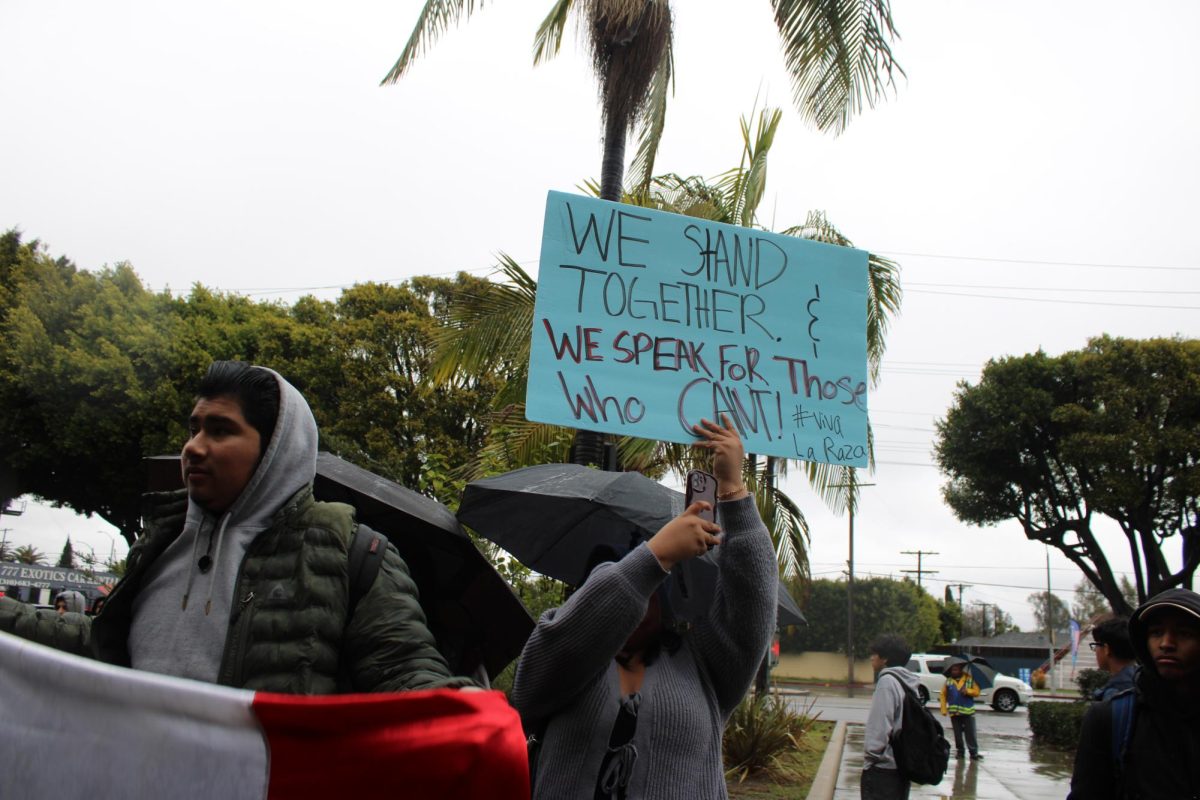 Students held a variety of handmade signs.