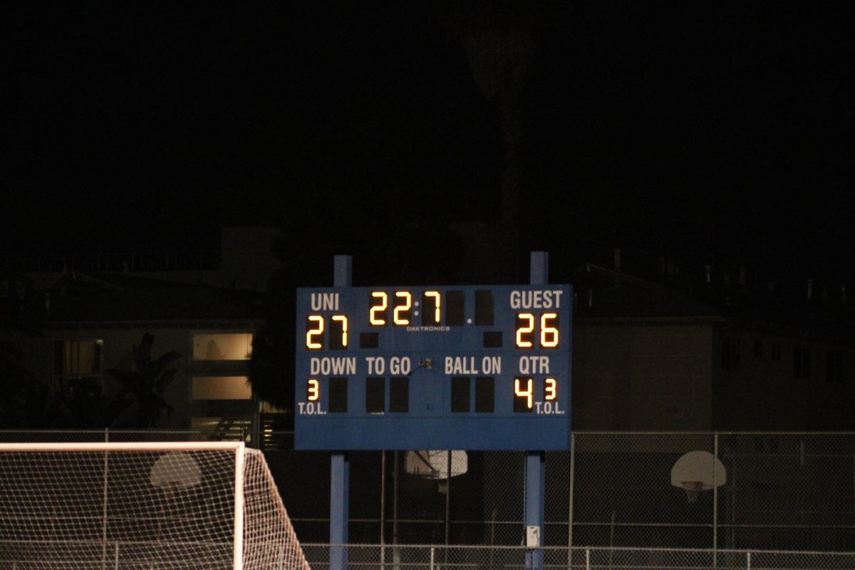 The final score for the game is displayed on the scoreboard, with the Yankees falling short by 1 point. 